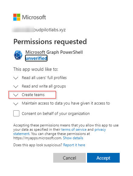 Accept permissions