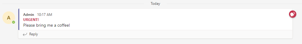 New urgent teams message